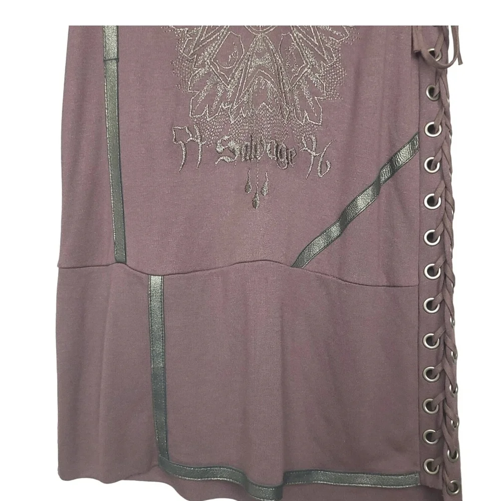 SALVAGE NWT Y2K Lace Up Purple Long Sleeve Dress. Never Worn. M - Picture 5 of 13